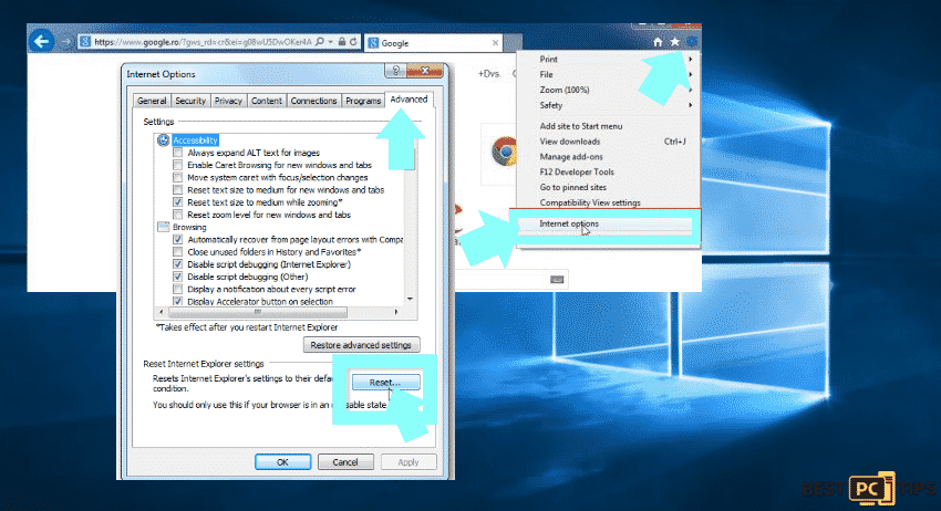 Reset Internet Explorer