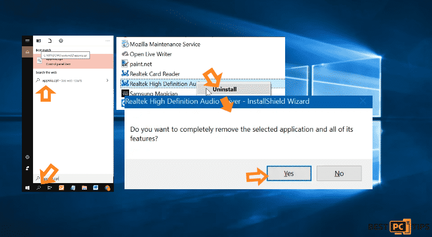 Uninstall Realtek High Definition Audio Driver