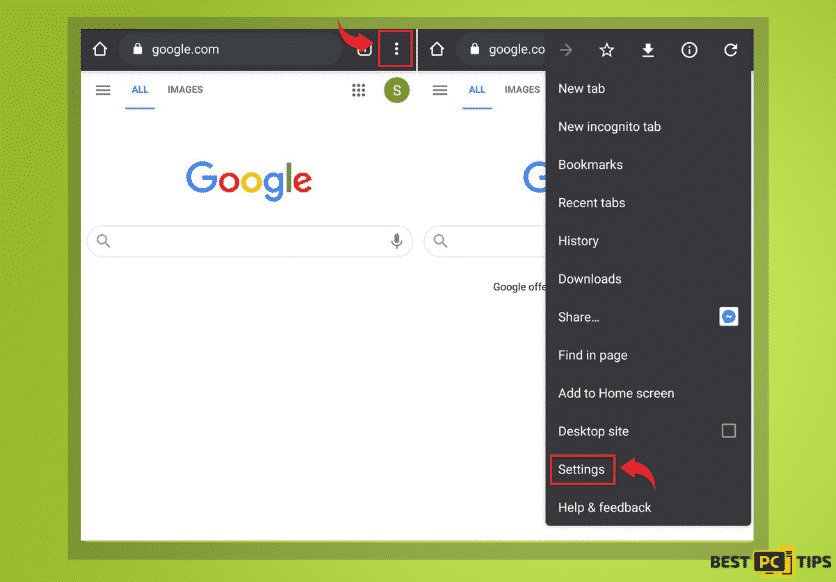 android chrome settings