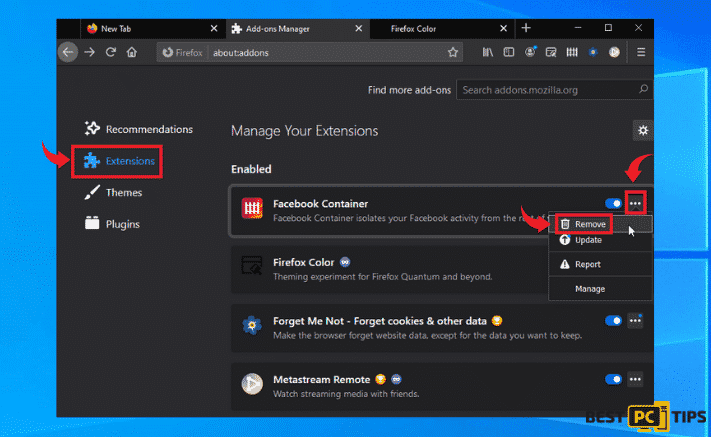 firefox extension addon remove