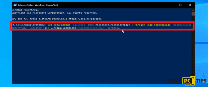 Reset MS Edge in Powershell