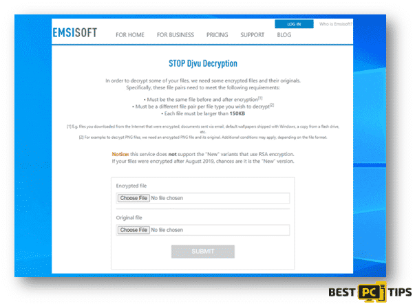 Emsisoft Decryption Page