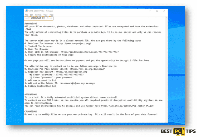 GANDCRAB V3 Ransom Note