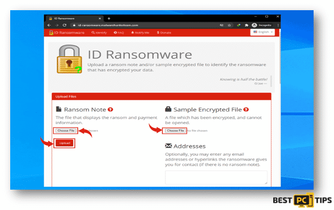 ID Ransomware website Homepage