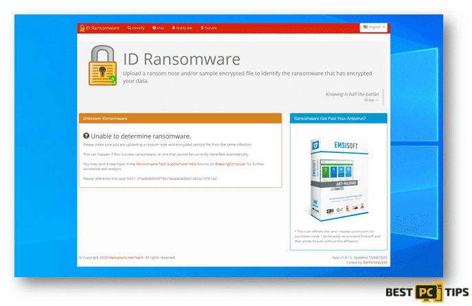 ID Ransomware Not Detecting Any Ransomware