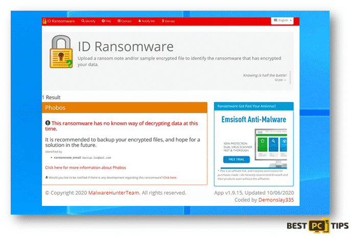 ID Ransomware Detecting Ransomware But No Fix