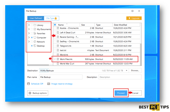 Select Files to Backup