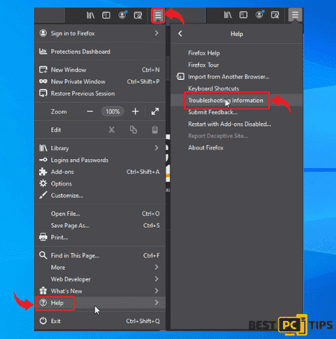 Troubleshooting Information in Firefox