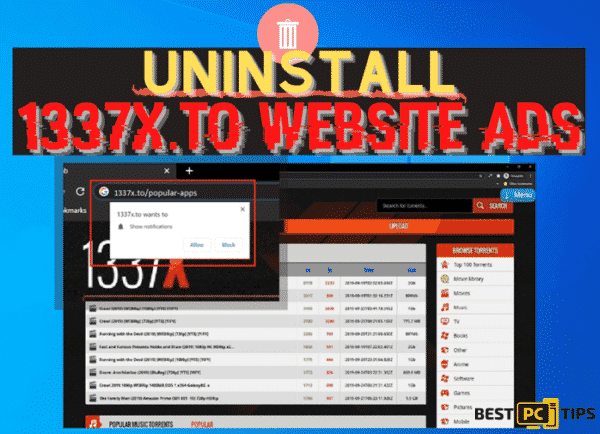 Uninstalling 1337x.to Website Ads