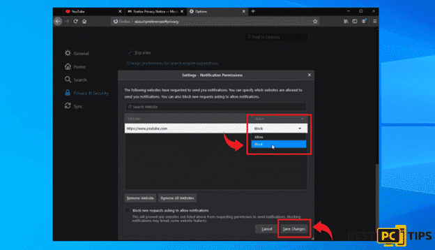 Removing Website Notifications in Firefox