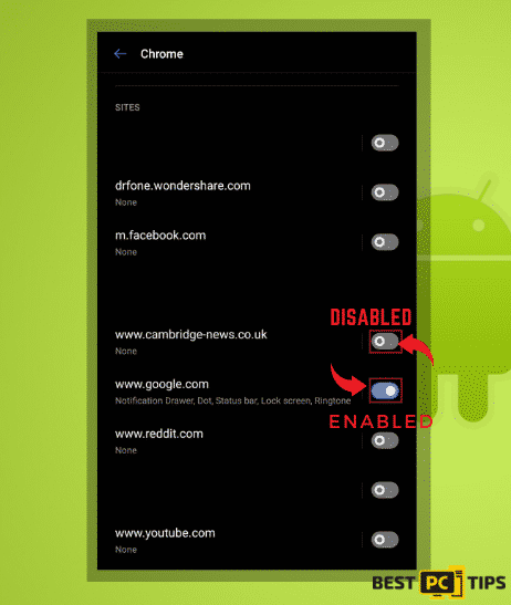 Disabling Website Notifications in Android Chrome