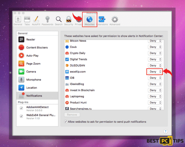 Disabling Website Notifications in Safari