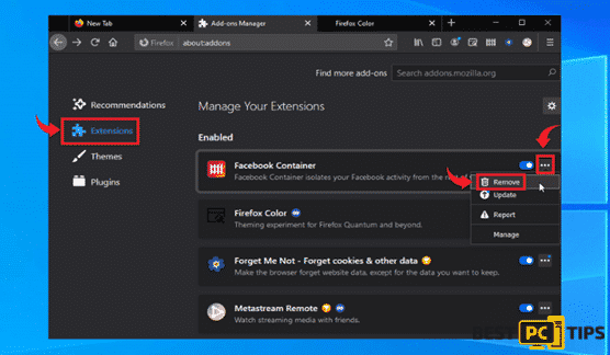 Removing Extensions in Firefox