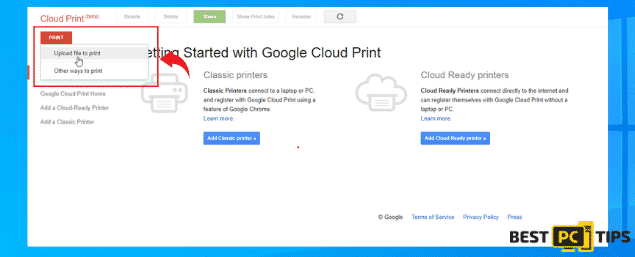 Print a Document Using Google Cloud Print