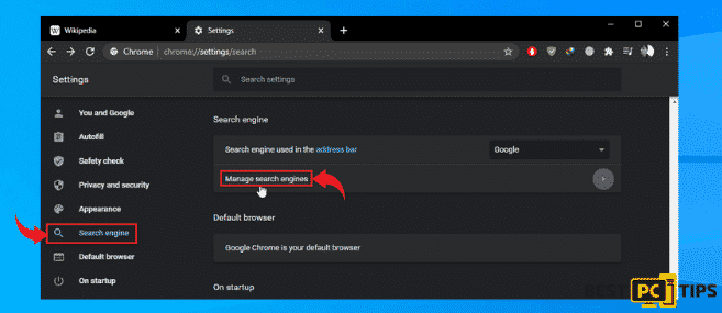 Default Search Engine in Chrome