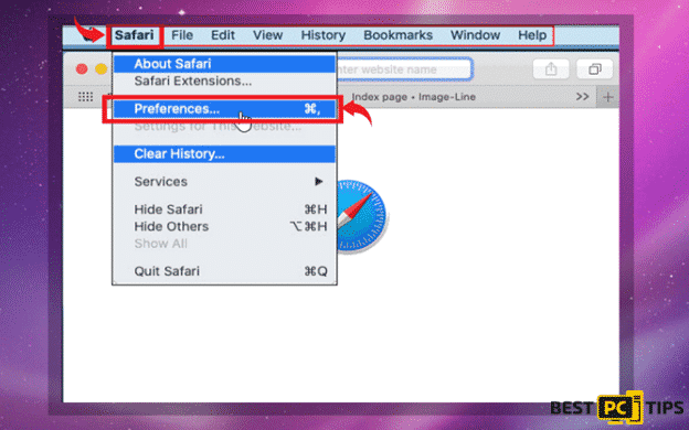 Preferences in Safari