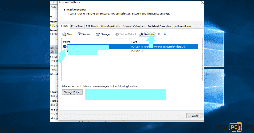 Outlook account settings