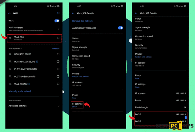 Changing DNS settings on Android