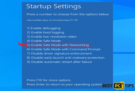 Select Enable Safe Mode with Networking