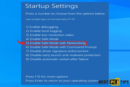 Select Safe Mode with Networking