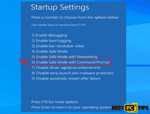 Select Enable Safe Mode with Command Prompt