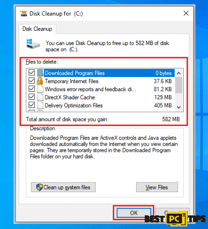 Selecting Locations for Disk Cleanup