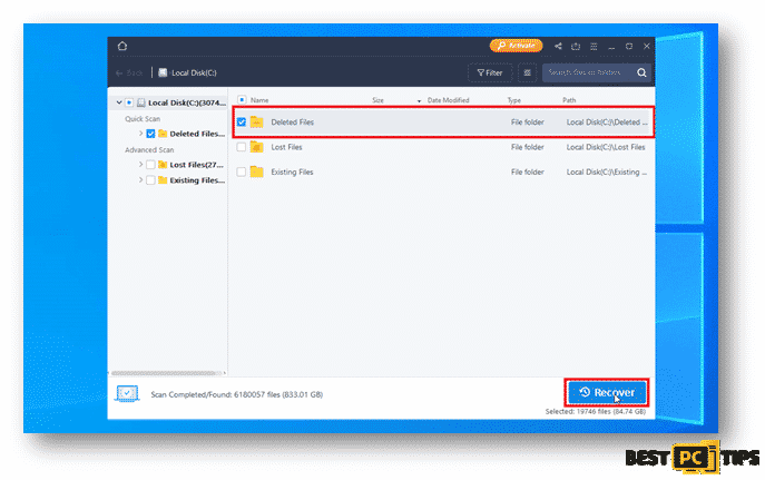 Selecting the files in EaseUS Data Recovery Wizard Pro