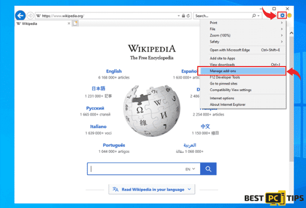 Managing Add-ons in Internet Explorer