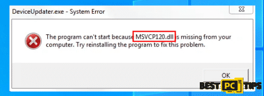 MSVCP120.dll missing