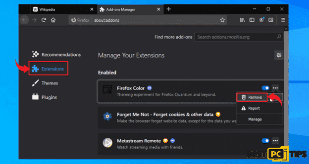 Removing Extensions in Firefox