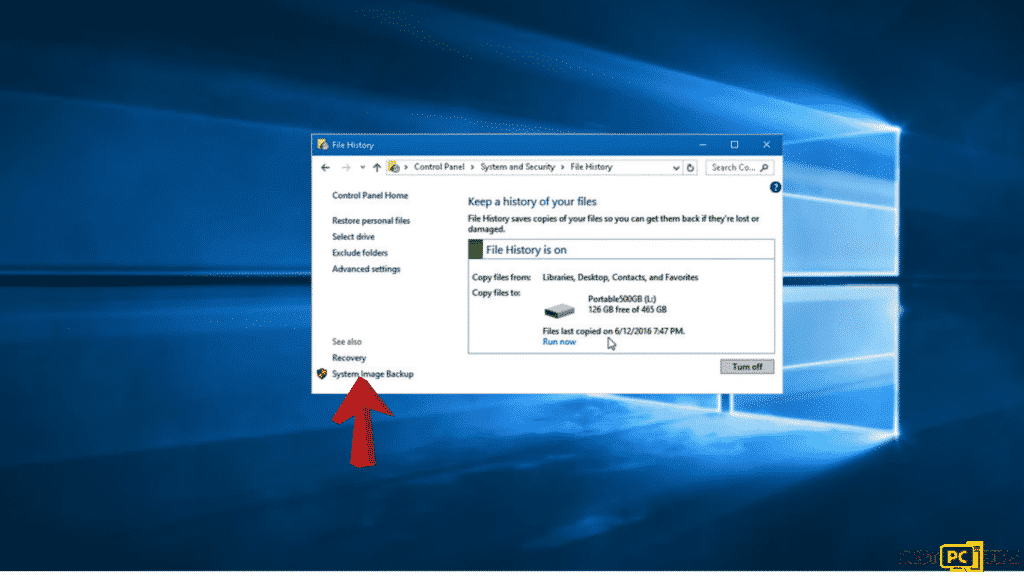 how to restore windows 10 -system image backup option