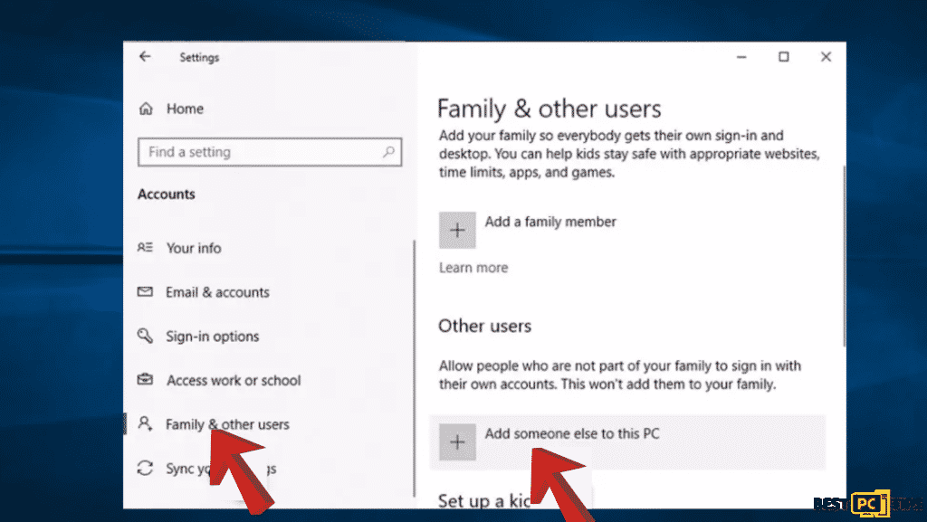 go to family and other users