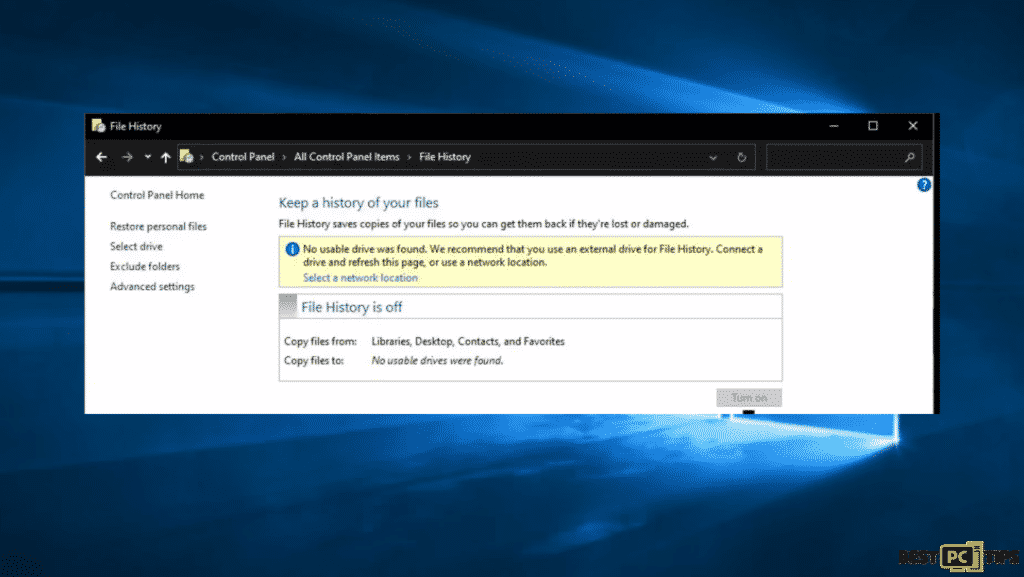 keep a history of your files on windows