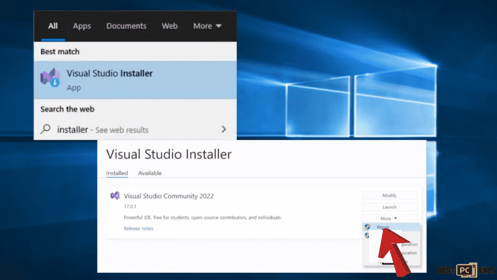 fix Visual Studio 2022 installation error in Windows