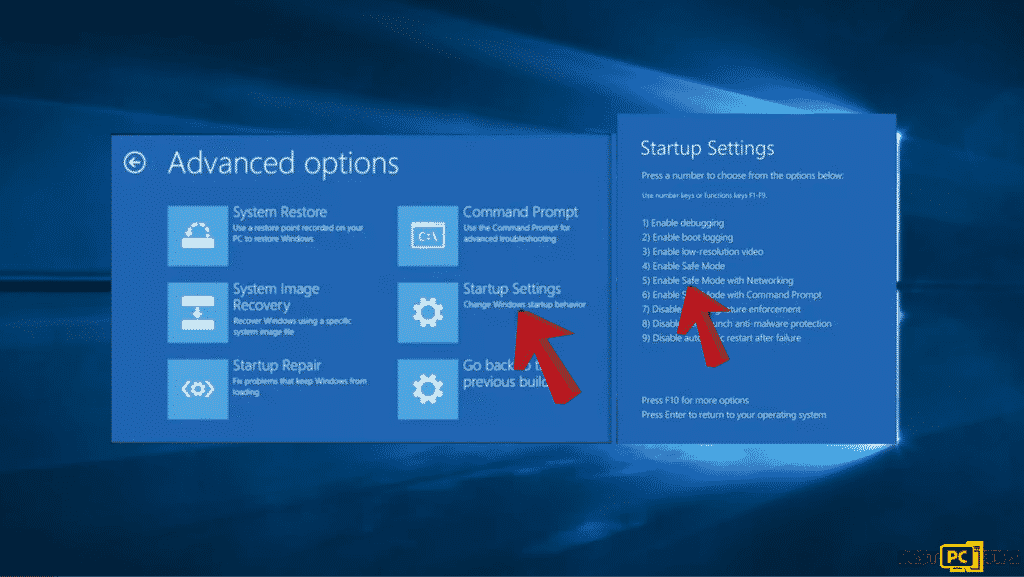Methods to Fix ATTEMPTED_WRITE_TO_CM_PROTECTED_STORAGE Blue Screen error in Windows- startup settings