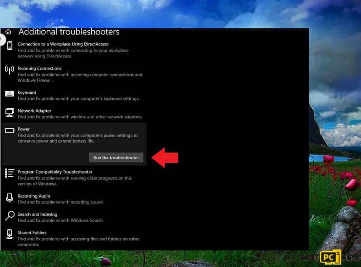 Utilize the Power Troubleshooter